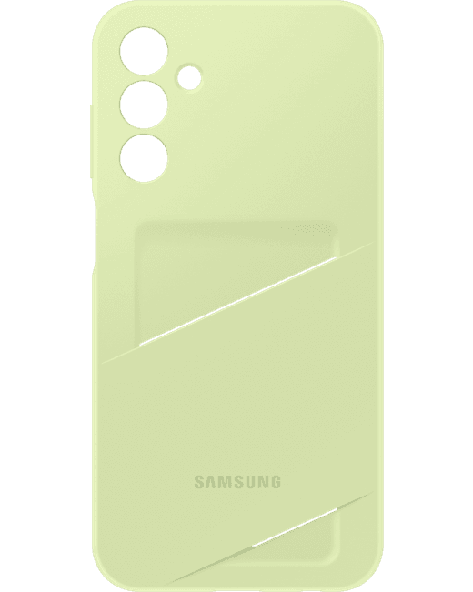 Samsung Galaxy A15 ümbris kaarditaskutega, laimiroheline