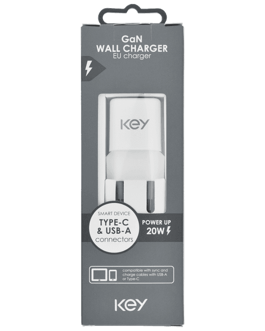 KEY POWER adapter 20W Duo USB-A/C, valge model