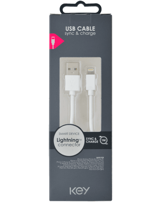 KEY POWER laadimiskaabel USB-A to Ligthning, valge model