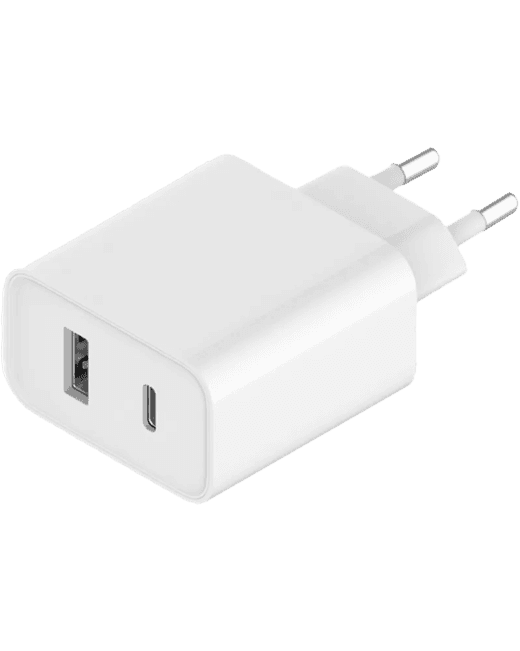 Xiaomi 33W adapter 2-pesaga (USB-A ja USB-C), valge model
