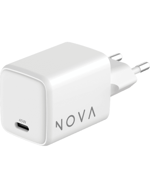 45W adapter + USB-C kaabel, valge, NOVA model