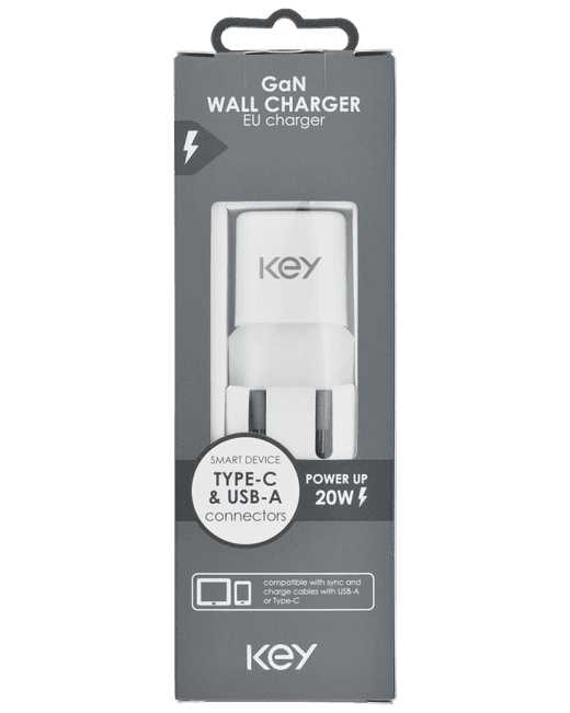 KEY POWER adapter 20W Duo USB-A/C, valge model