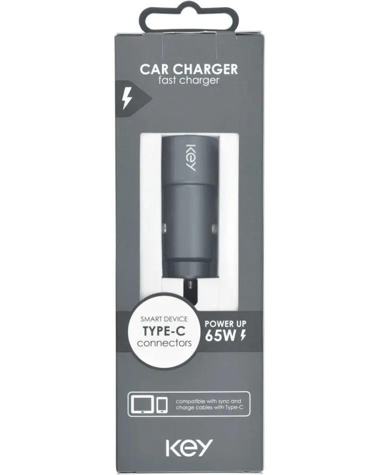 KEY POWER autolaadija Duo 65W 2xUSB-C, must