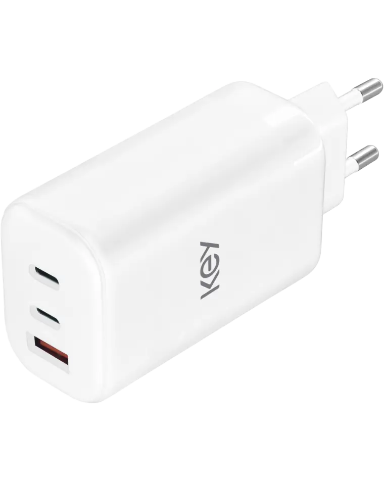 KEY POWER adapter Trio USB-C/A väljundiga 65W, valge
