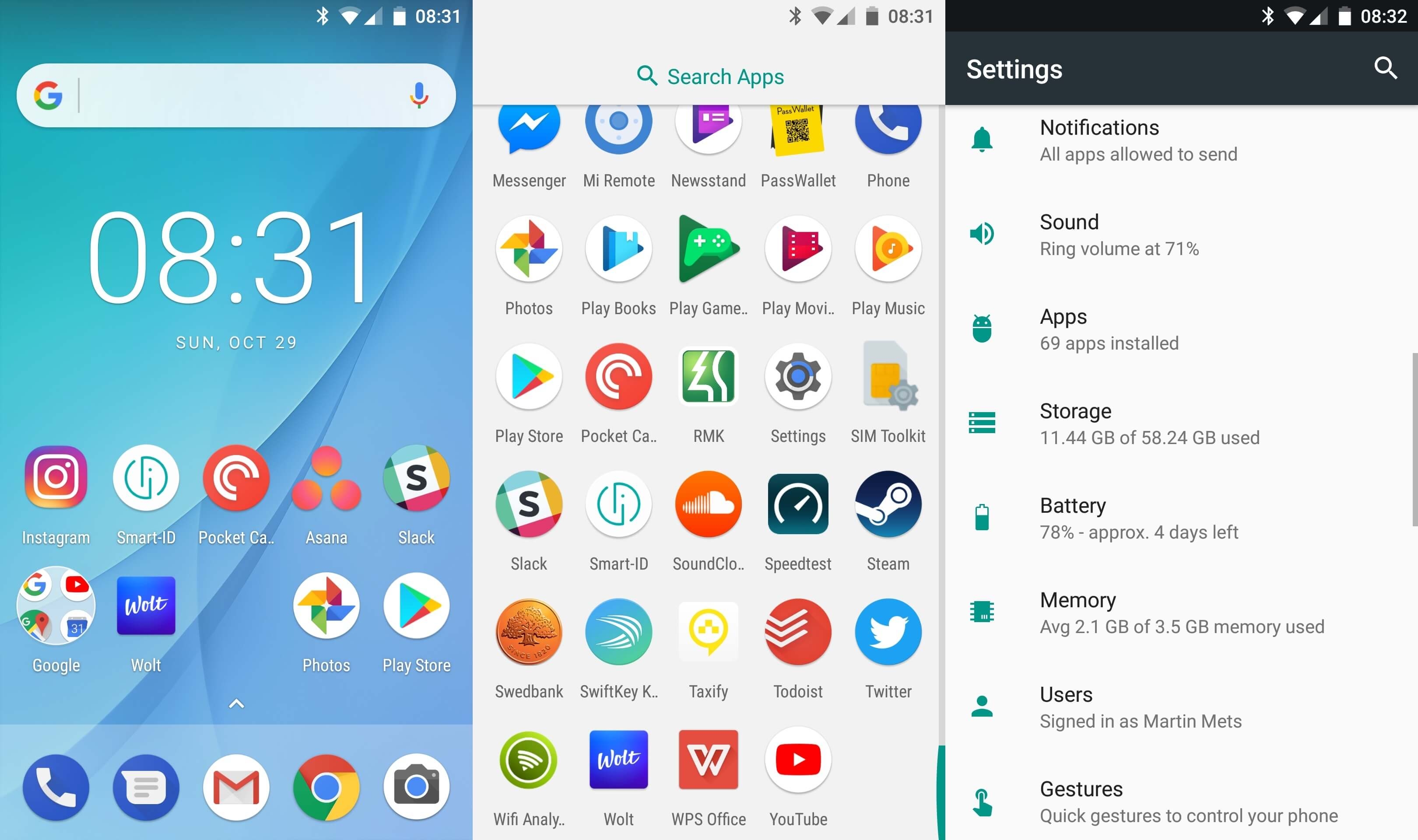 Xiaomi Mi A1 kasutajaliides on 99% puhas Android. Tõsi küll, ikka veel Android 7.